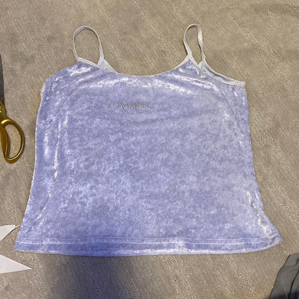 vintage, crushed velvet cropped cami “angel”